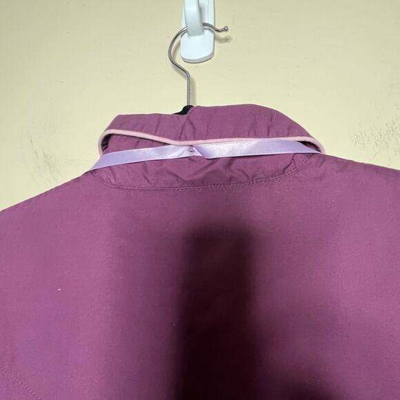 Vintage 70s Prairie Cottage Core Purple Collared Piping Pioneer Midi Dress Med - Picture 3 of 10